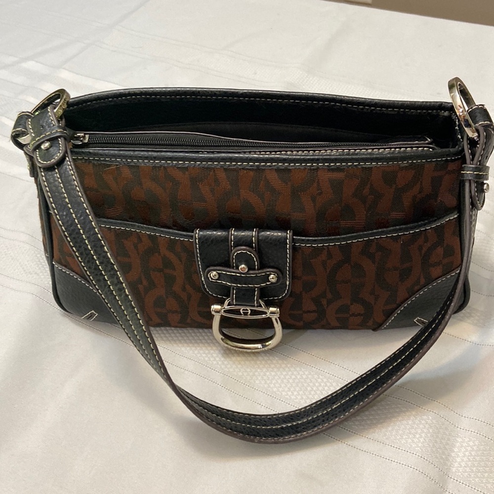 Aigner Womens Brown & Black Satchel Shoulder Bag -Excellent Used Condition!